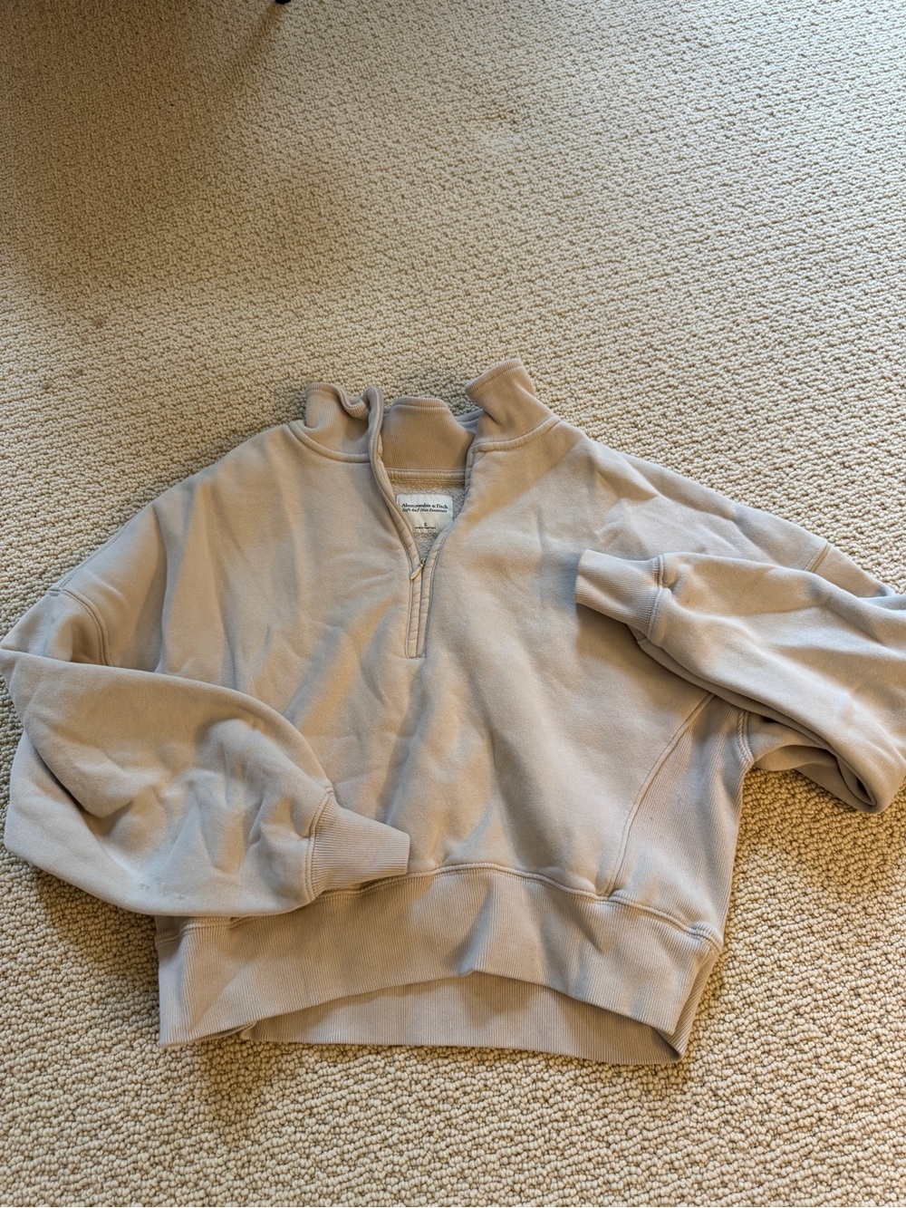 Abercrombie Crop Quarter-Zip Women's Sweater in Light Beige